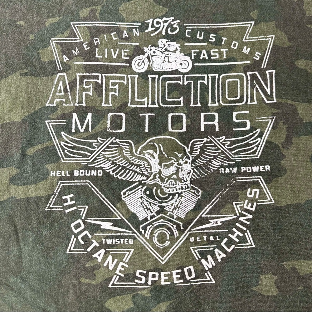 Affliction Camouflage Pullover Hoodie with White Graphic